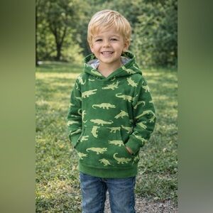 Hatley Green Crocodile Print Hoodie – Kids 5y